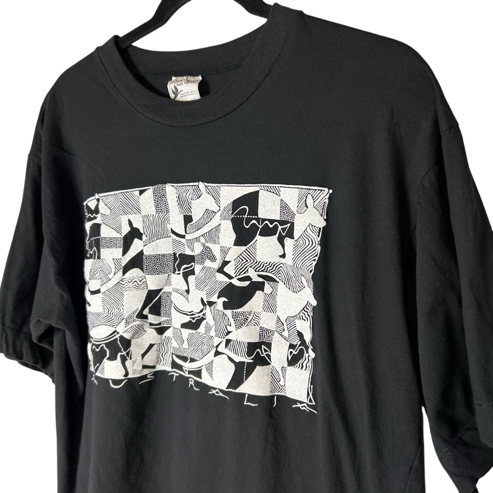 Vintage‎ 90s Abstract Art Graphic Tee Black White Modern Art T-Shirt Large - Picture 3 of 8